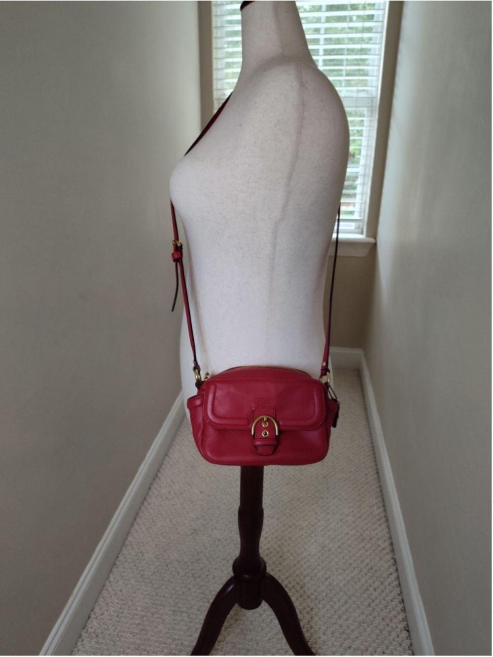 Women's Coach Red Leather Crossbody Bag One Size